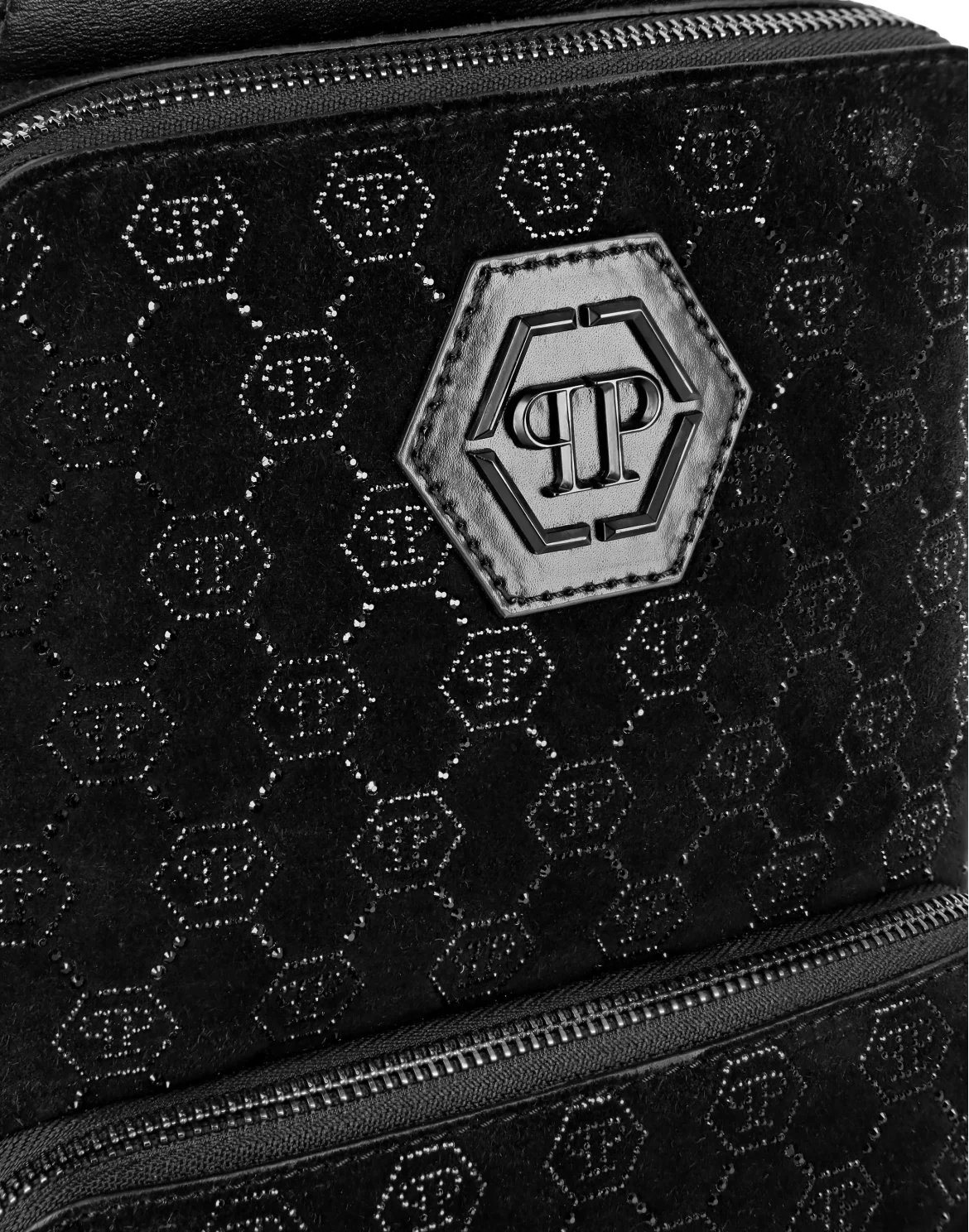 Leather Cross-Body Monogram Strass, цвет: Черный
