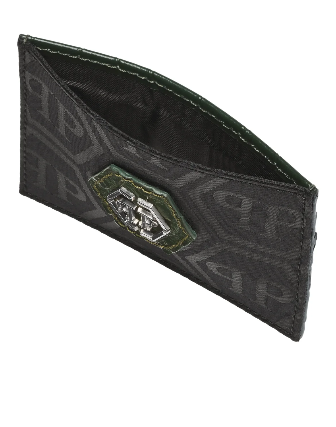 Nylon and Leather Cardholder Monogram, цвет: Черный