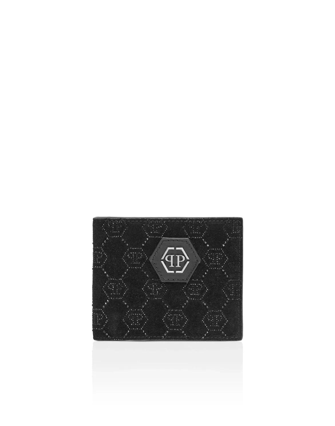 Leather French Wallet Monogram Strass, цвет: Черный