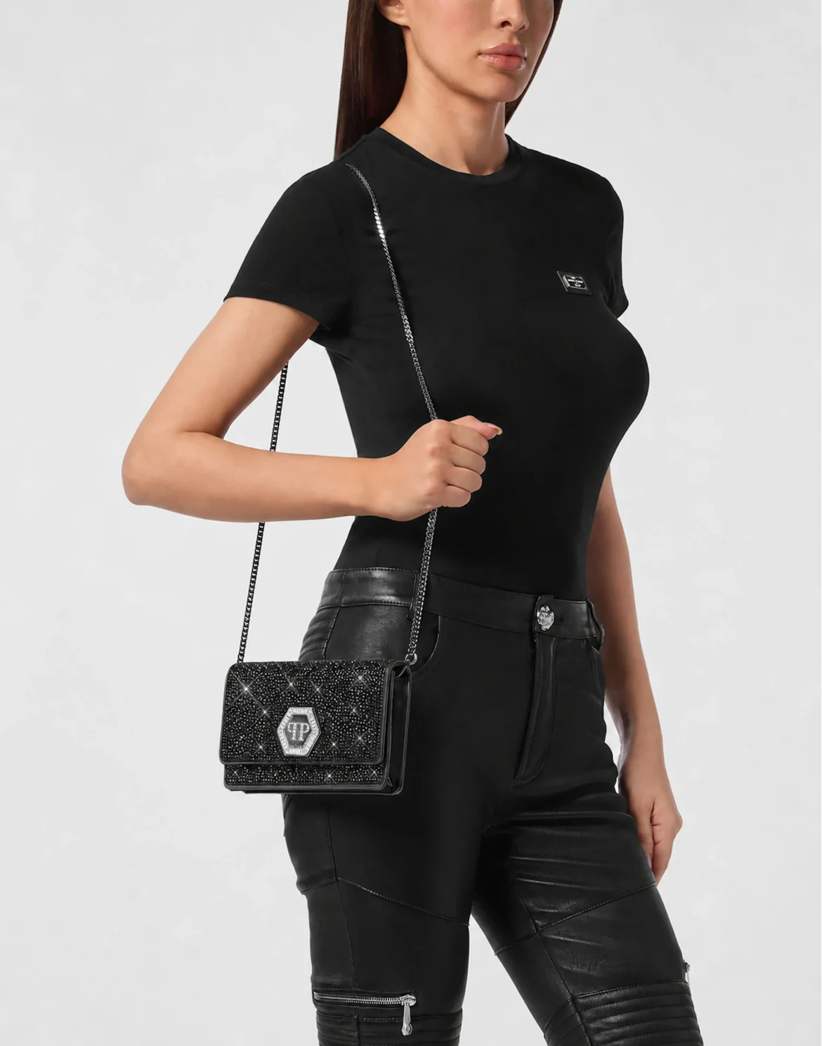 Hexagon Bag Mix Strass, цвет: Черный
