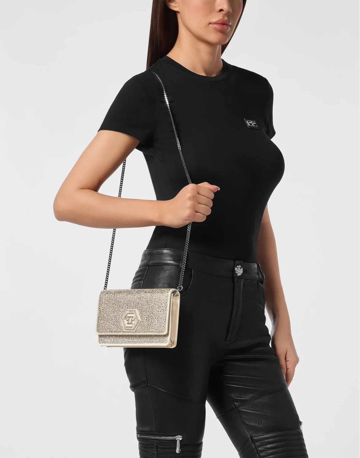 Hexagon Bag Mix Strass, цвет: Бежевый