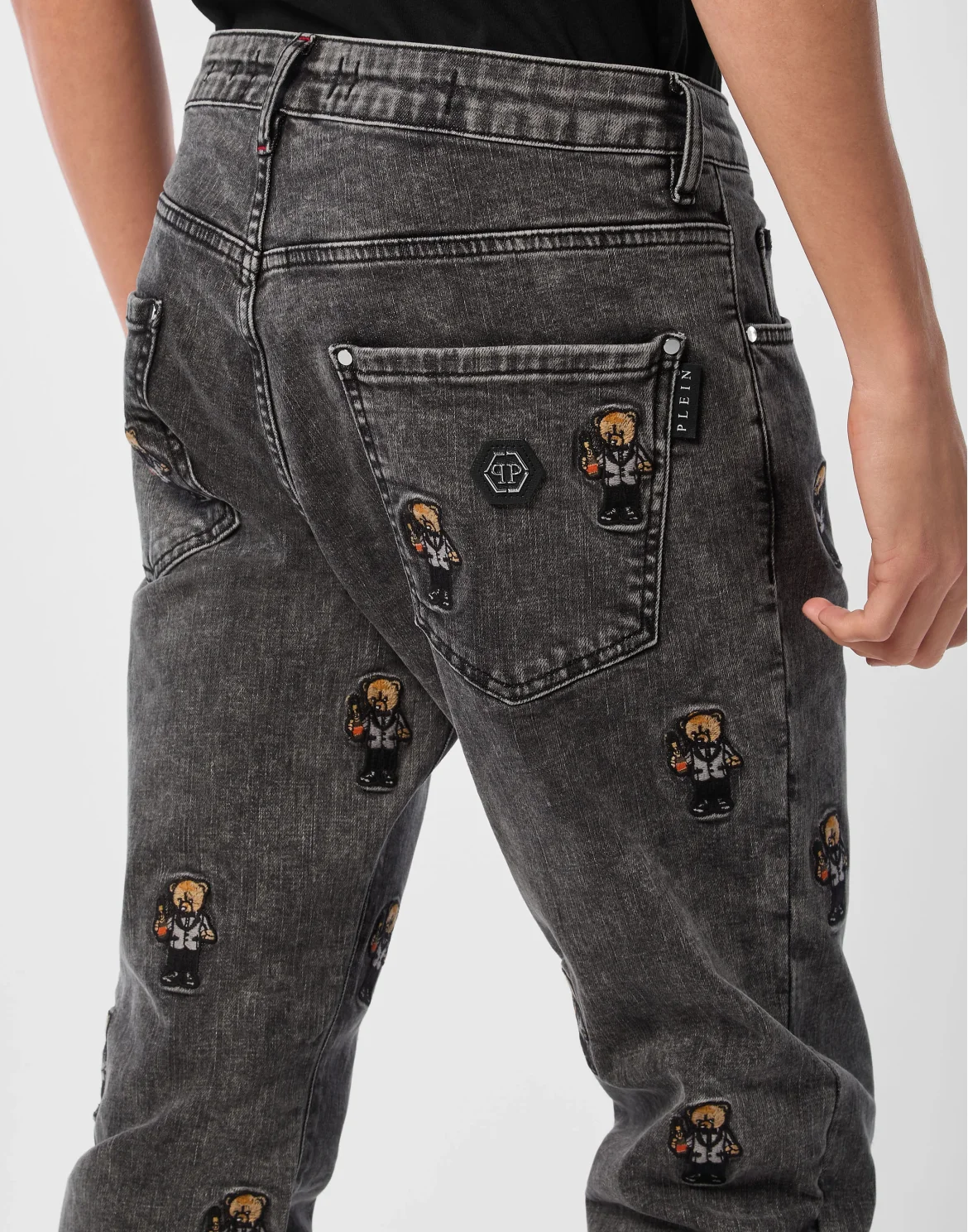 Super Straight Cut Denim Trousers Teddy All-over, цвет: Серый