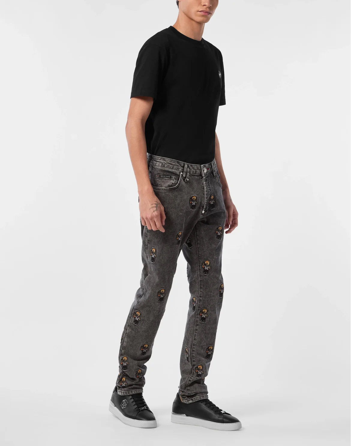 Super Straight Cut Denim Trousers Teddy All-over, цвет: Серый