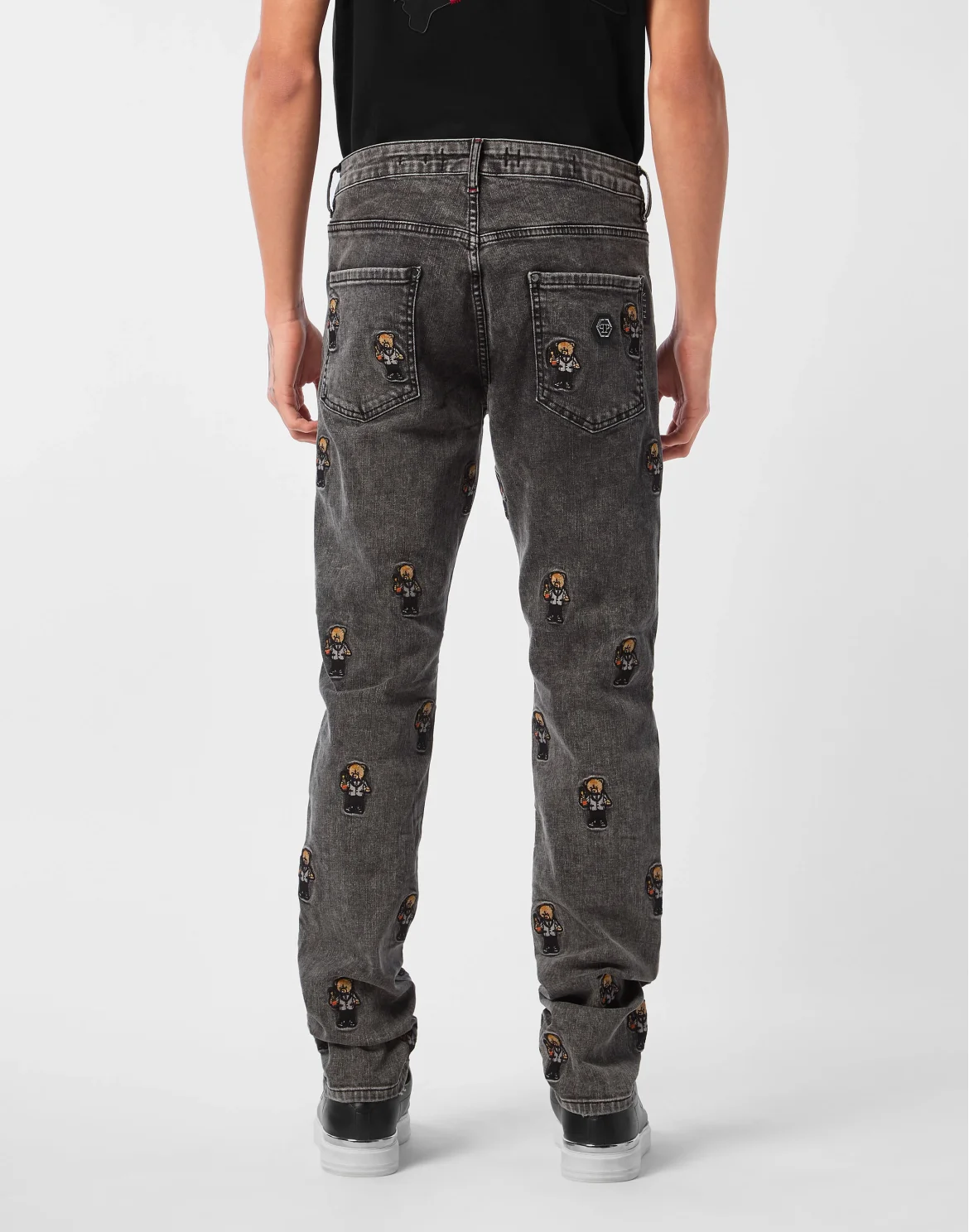 Super Straight Cut Denim Trousers Teddy All-over, цвет: Серый