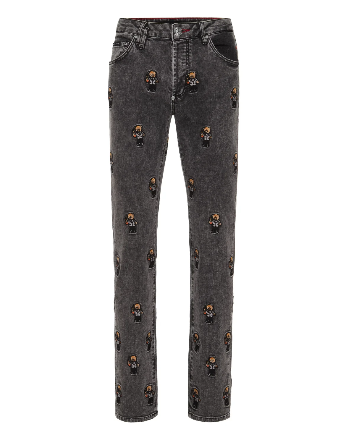 Super Straight Cut Denim Trousers Teddy All-over, цвет: Серый