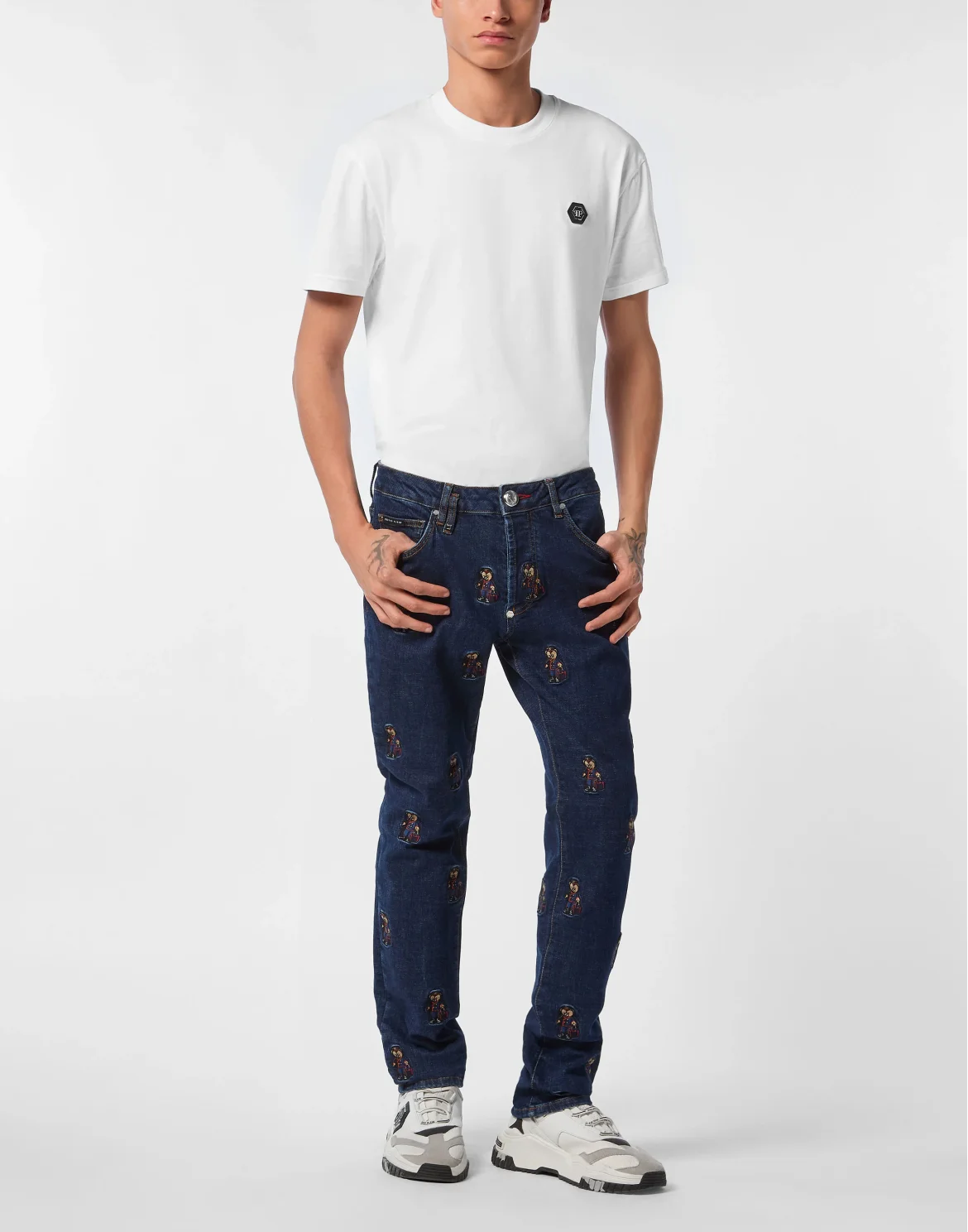 Super Straight Cut Denim Trousers Teddy All-over, цвет: Синий