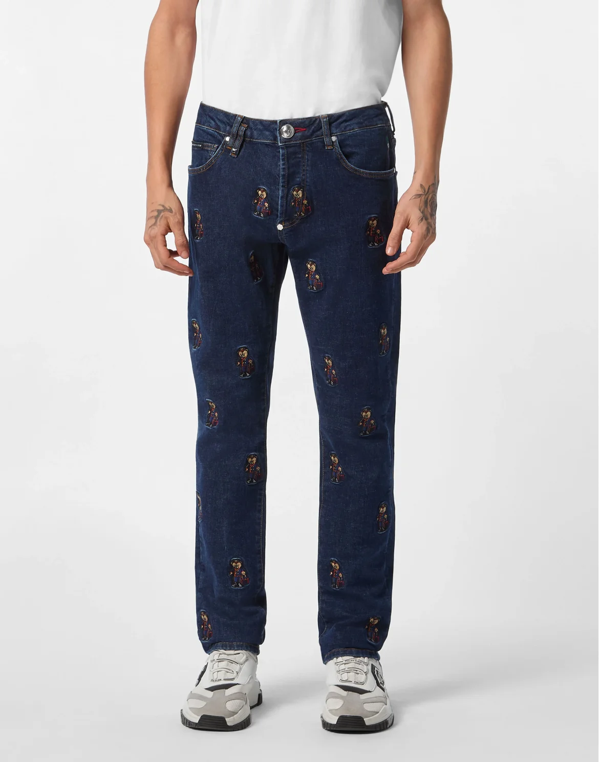 Super Straight Cut Denim Trousers Teddy All-over, цвет: Синий
