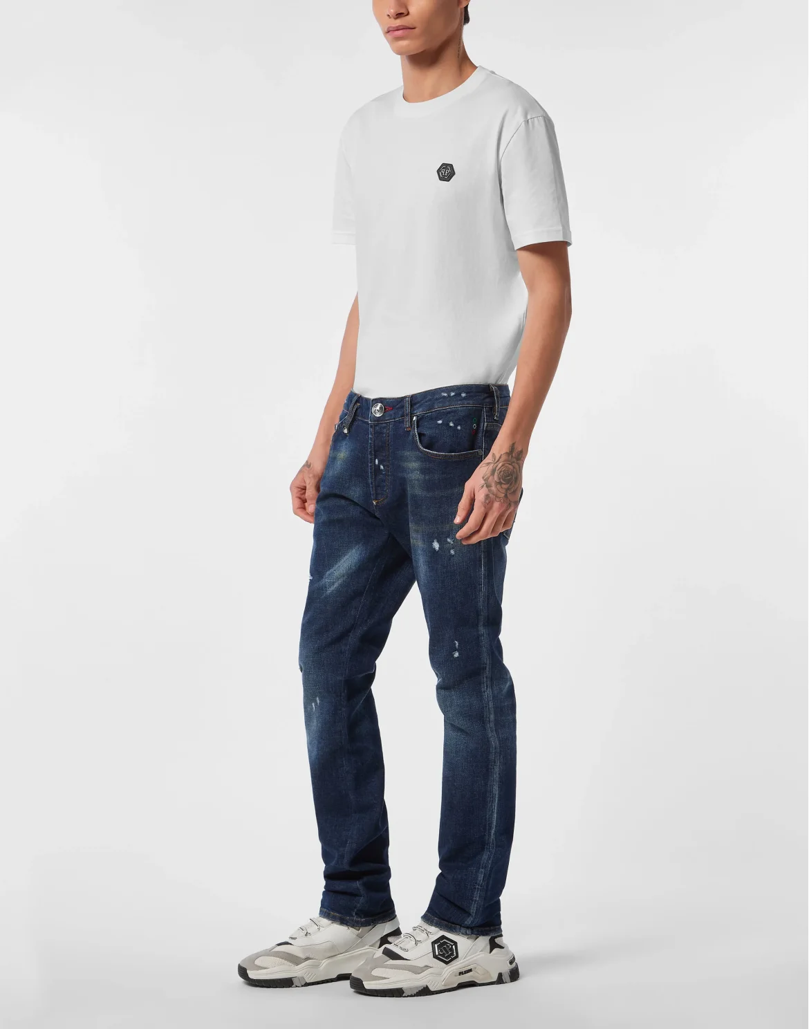Super Straight Cut Denim Trousers Teddy Patch, цвет: Синий