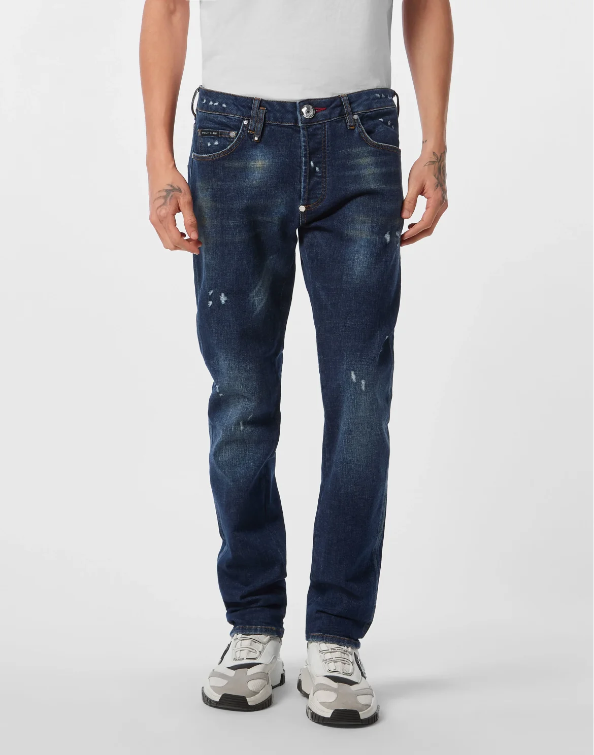 Super Straight Cut Denim Trousers Teddy Patch, цвет: Синий