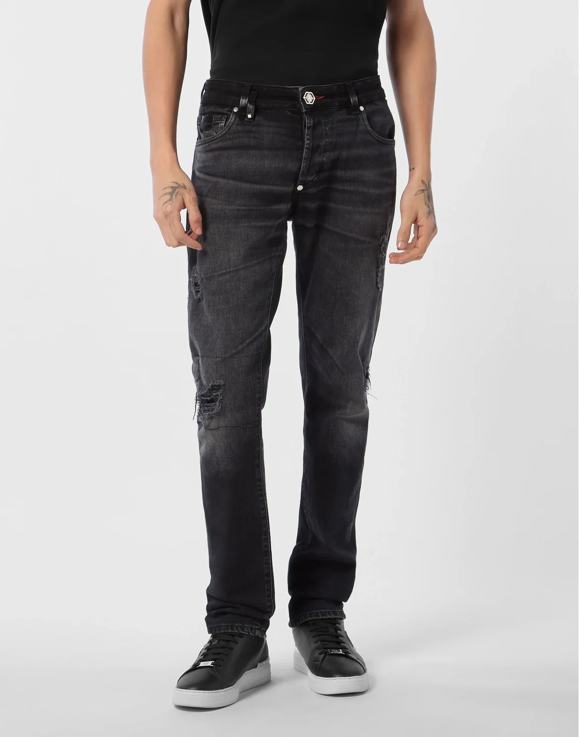 5-Pocket Super Straight Cut Jeans, цвет: Серый