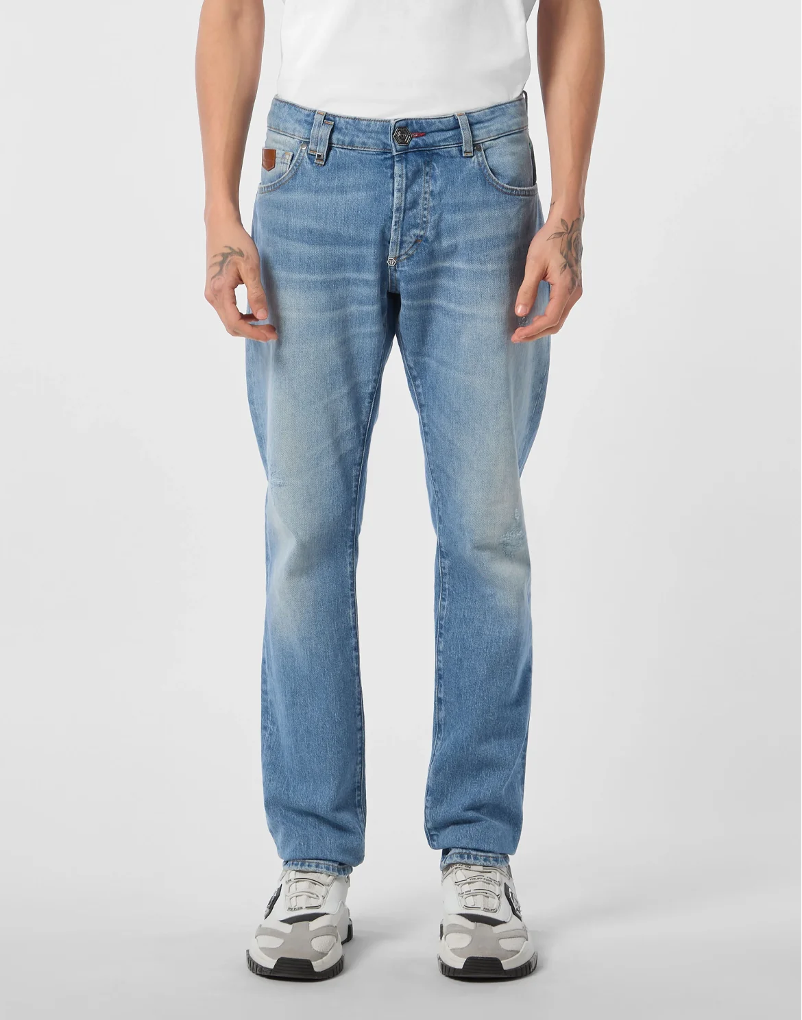 Super Straight Cut Jeans Plein, цвет: Синий