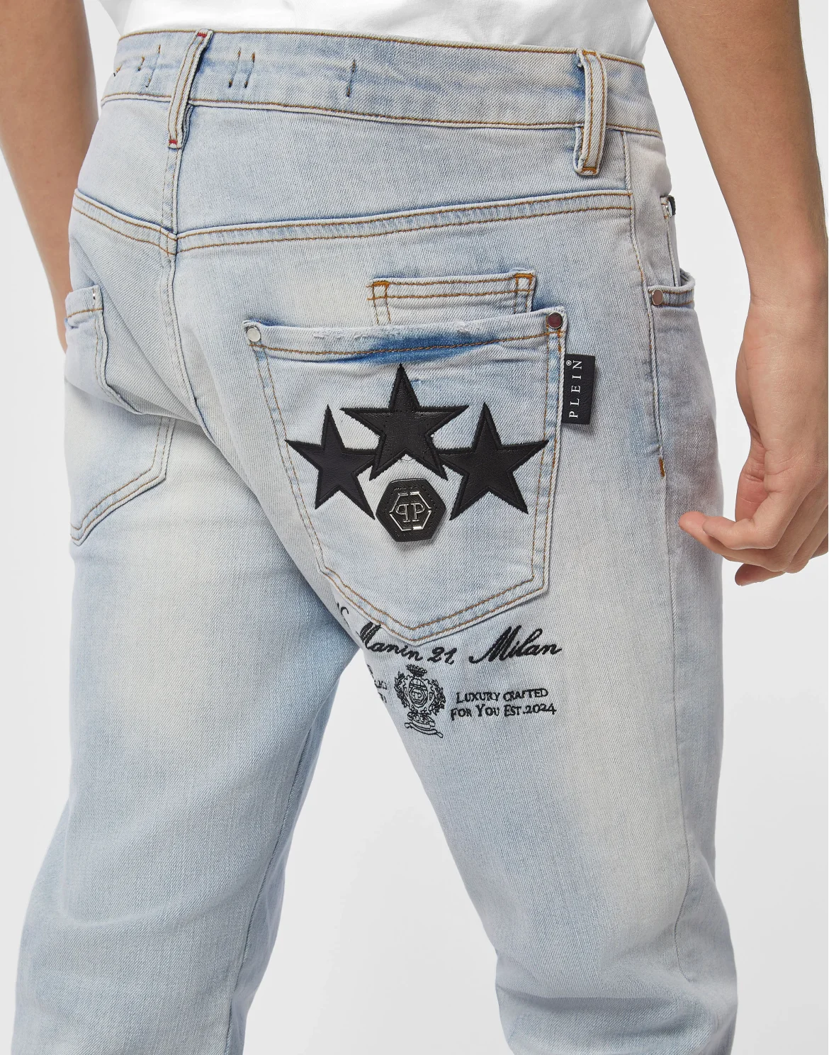 Super Straight Cut Jeans Patch Stars, цвет: Голубой