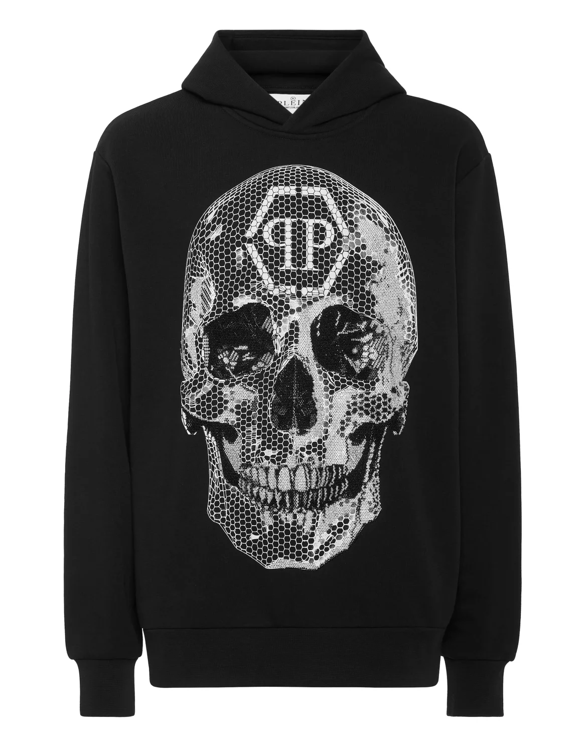 Fleece Hoodie Sweatshirt Skull Strass, цвет: Черный