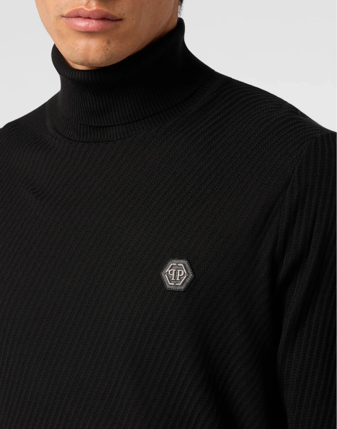 Knited Turtleneck Pullover Wool Silk Blend, цвет: Черный
