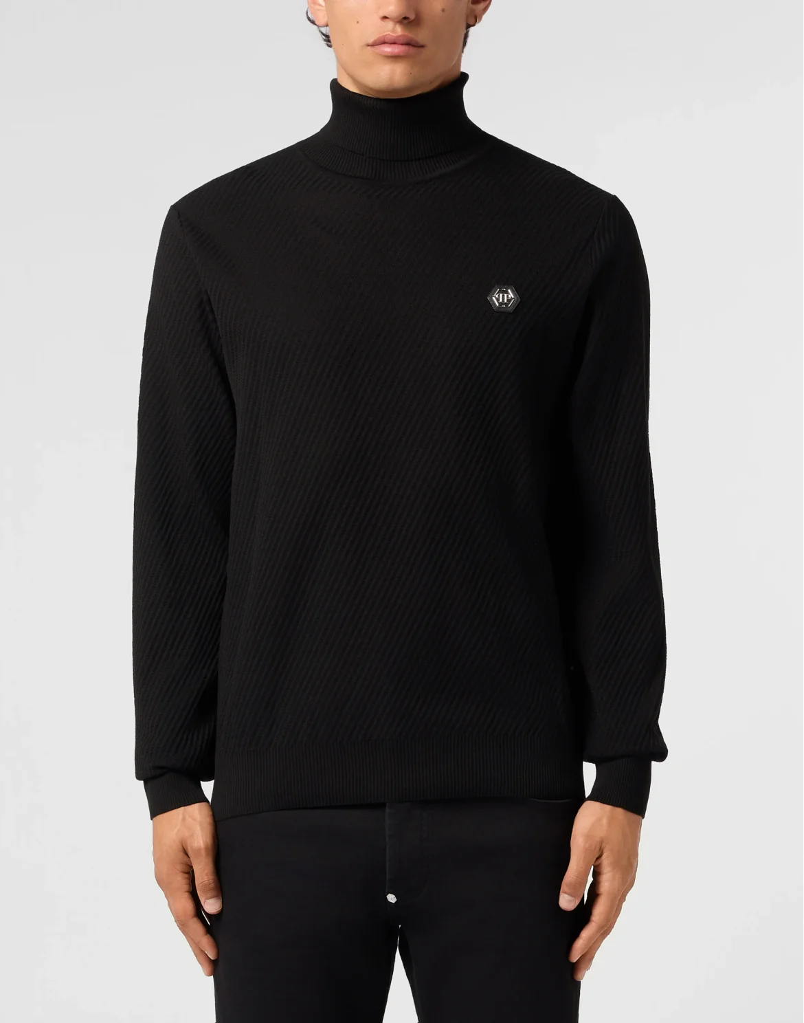 Knited Turtleneck Pullover Wool Silk Blend, цвет: Черный