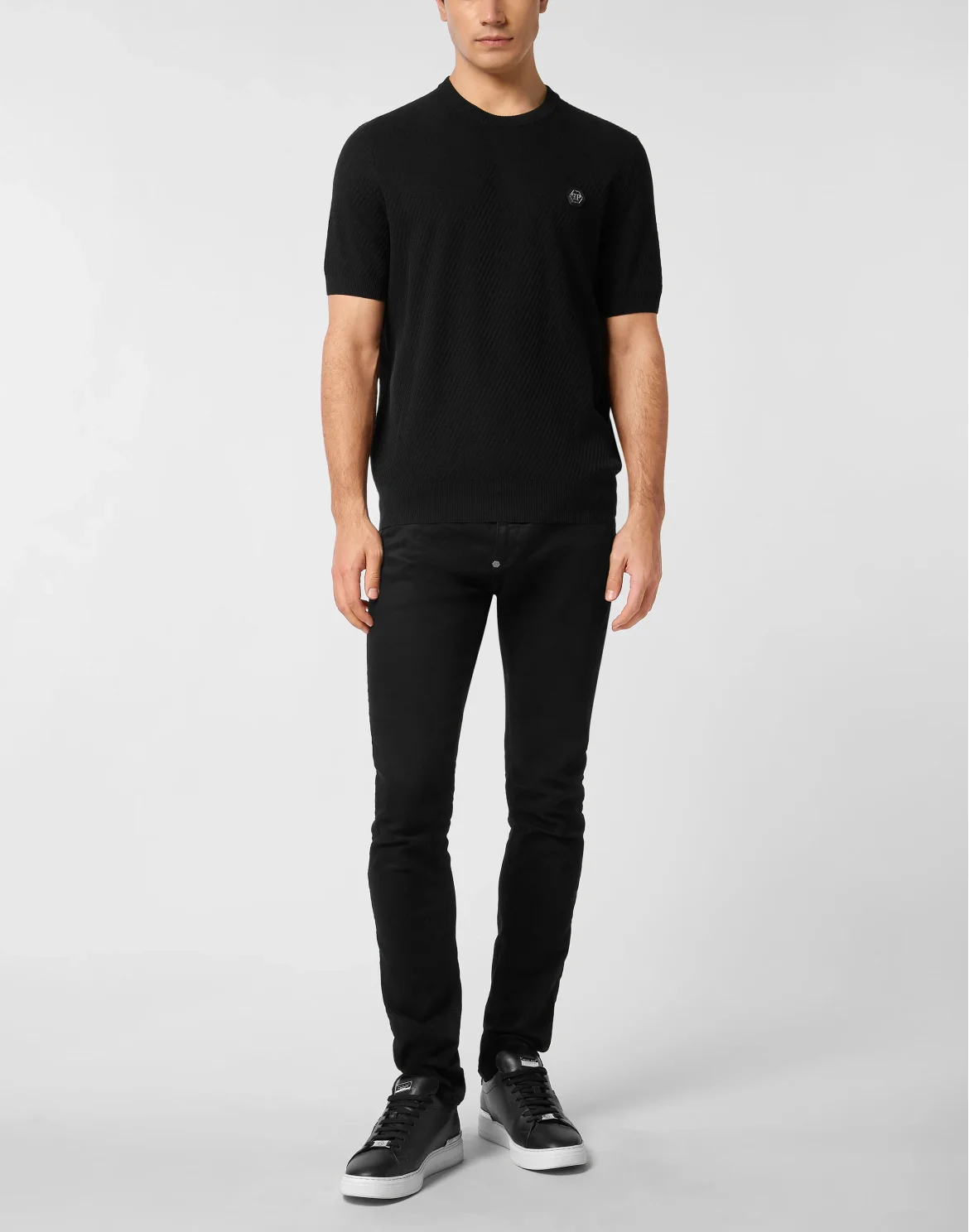 Knited Round Neck T-Shirt Wool Silk Blend, цвет: Черный