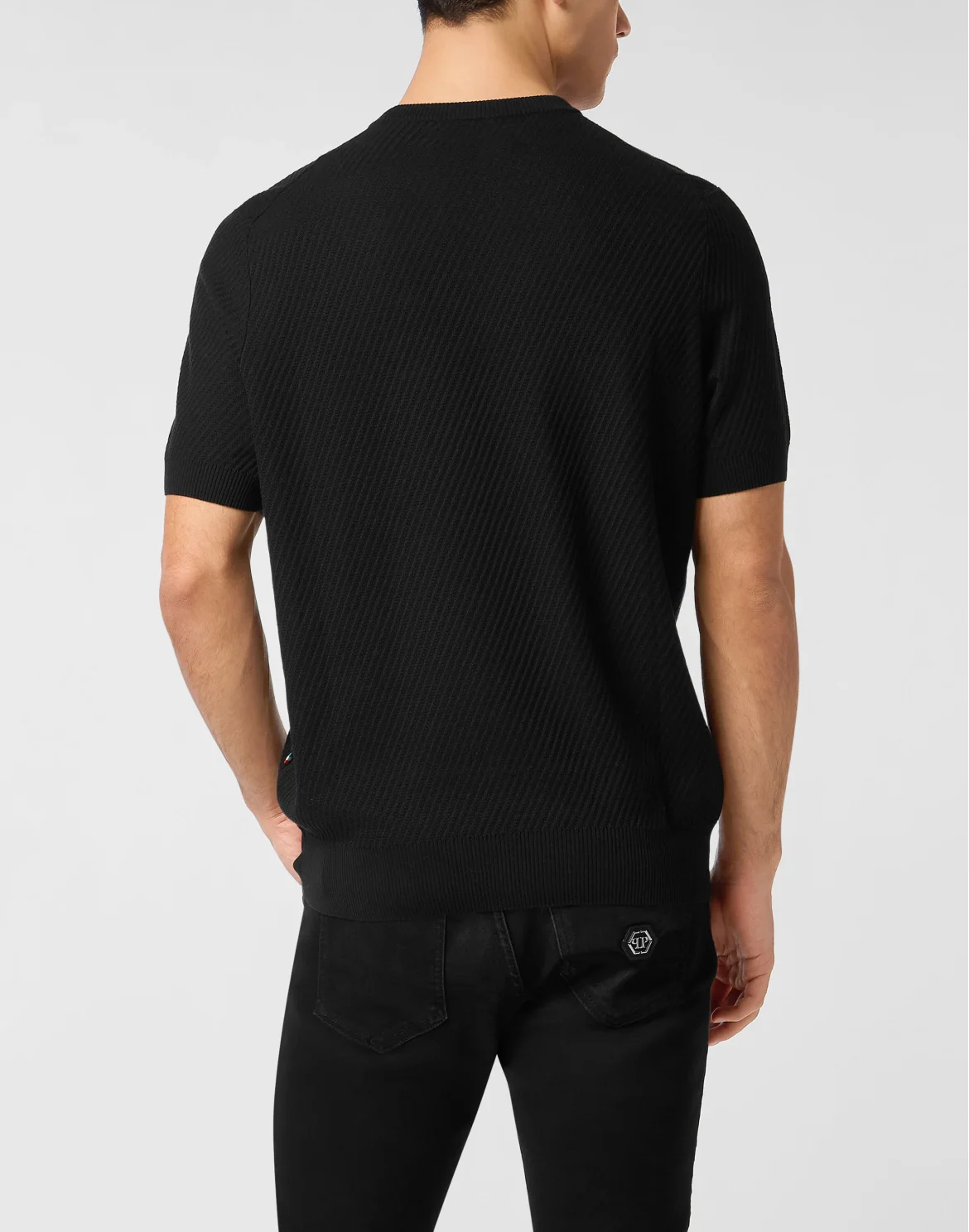 Knited Round Neck T-Shirt Wool Silk Blend, цвет: Черный