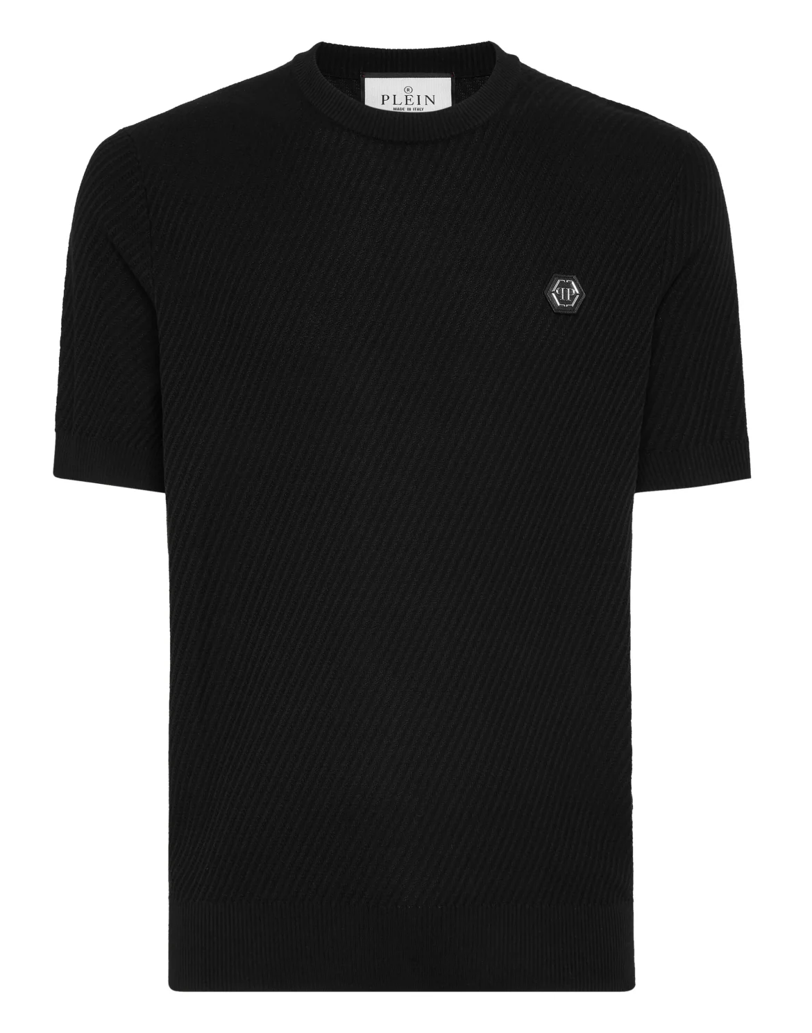 Knited Round Neck T-Shirt Wool Silk Blend, цвет: Черный