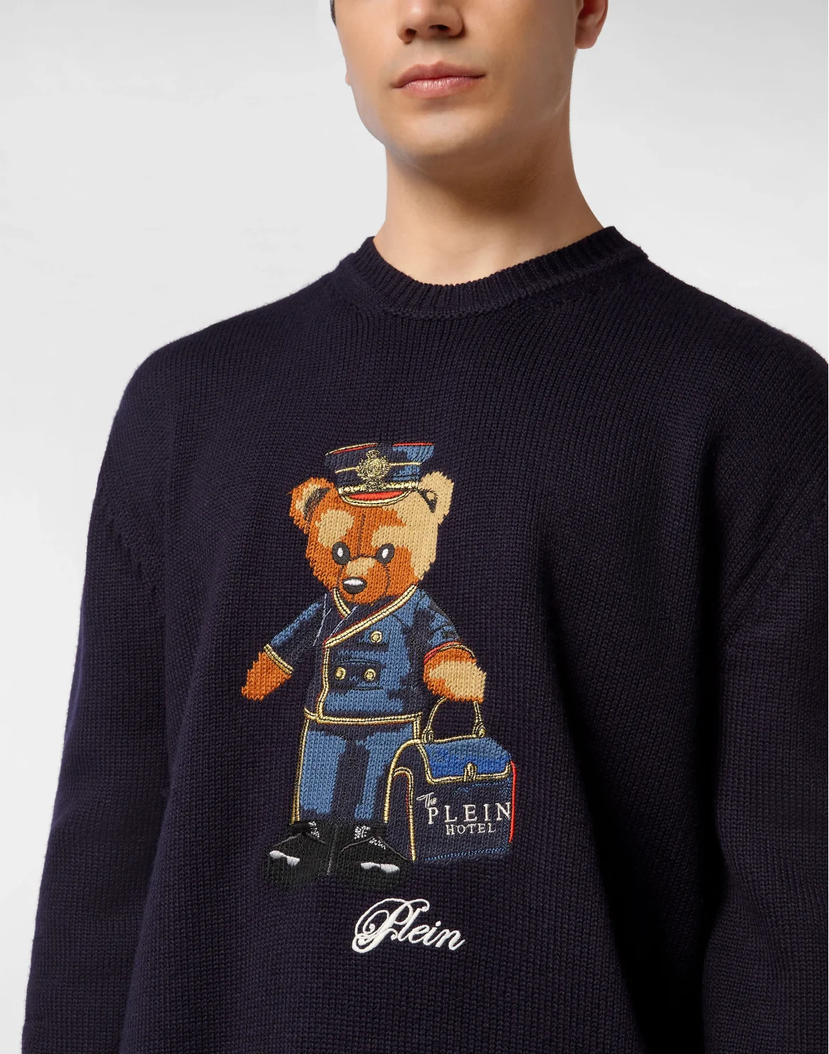 Round Neck Knitted Pullover Reception Teddy, цвет: Синий
