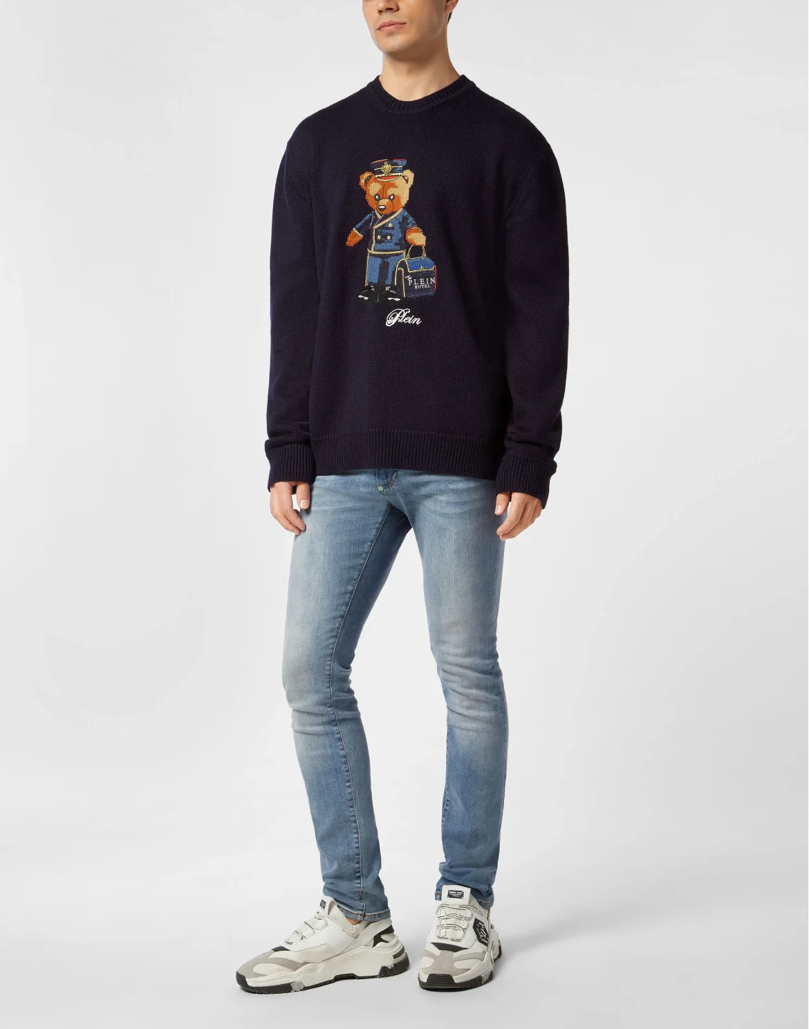 Round Neck Knitted Pullover Reception Teddy, цвет: Синий