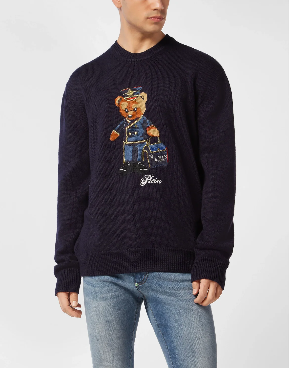 Round Neck Knitted Pullover Reception Teddy, цвет: Синий