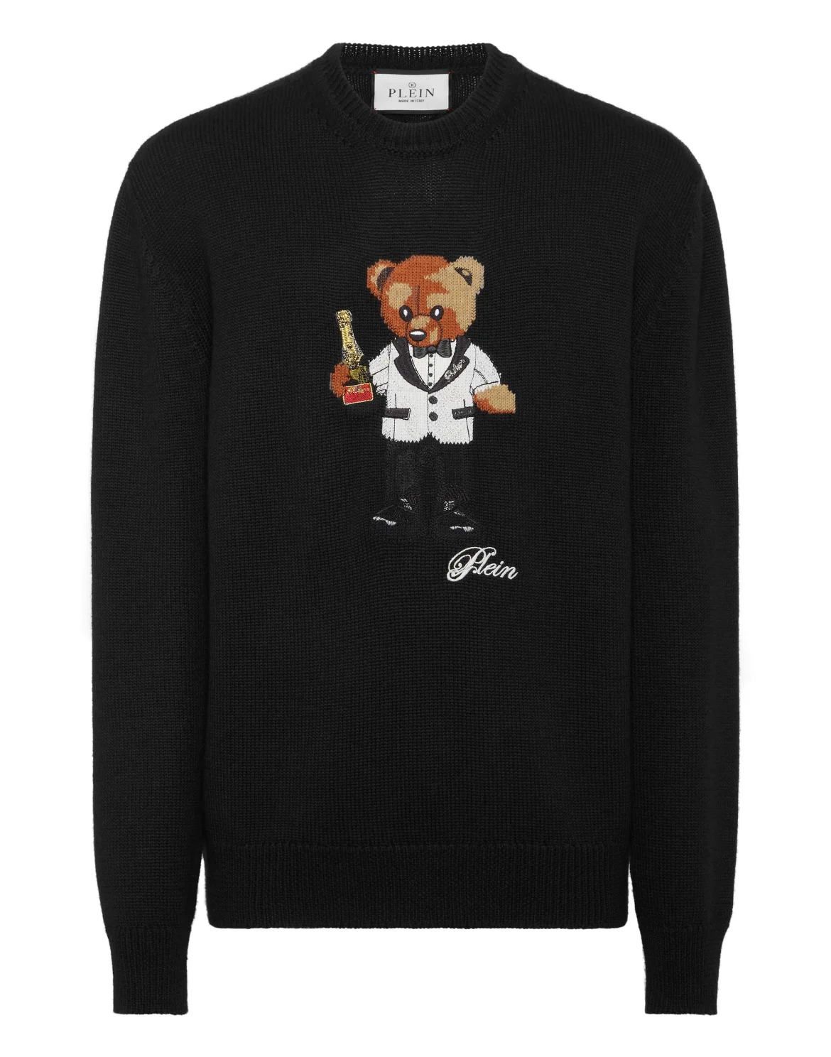 Round Neck Knitted Pullover Philipps Teddy Bear, цвет: Черный