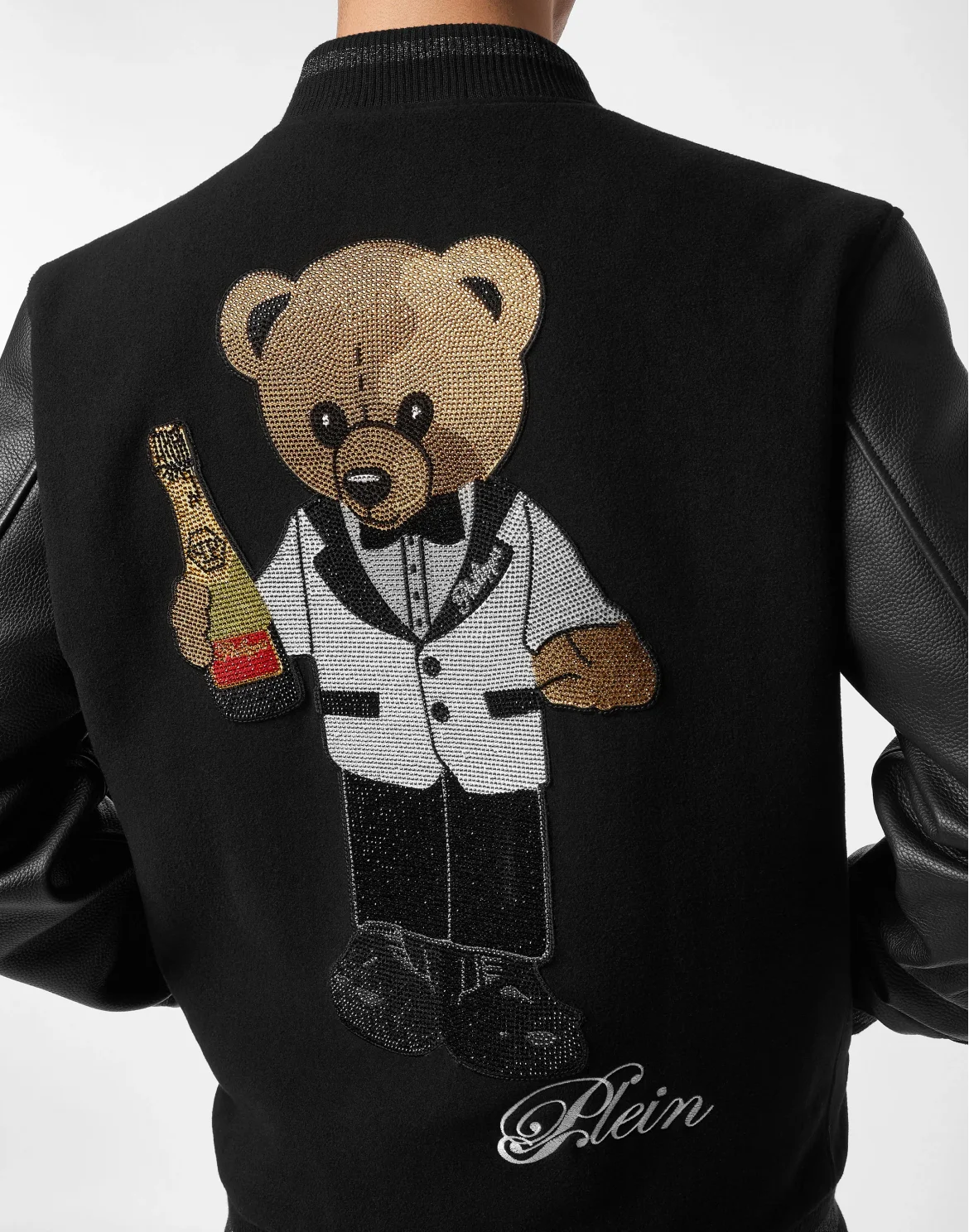 Wool & Leather Varsity Bomber Jacket Teddy Stones, цвет: Черный