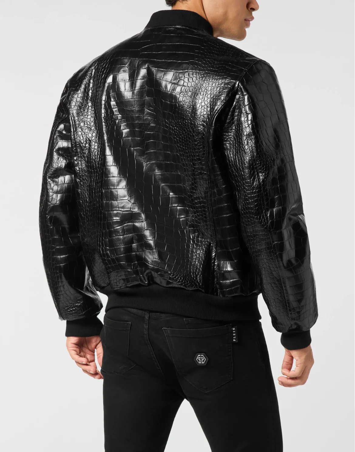 Leather Bomber Cocco Print, цвет: Черный