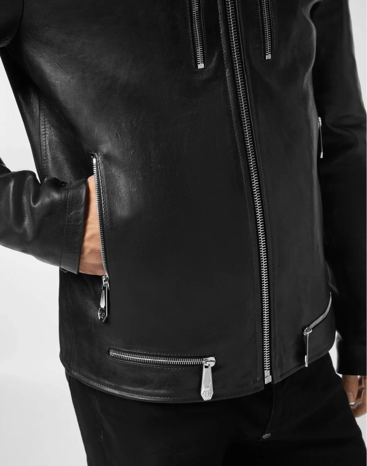Leather Moto Jacket, цвет: Черный