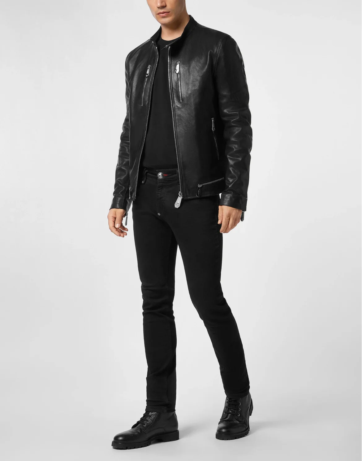 Leather Moto Jacket, цвет: Черный
