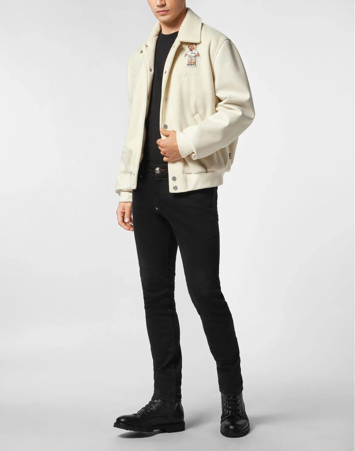 Leather and Wool Bomber Teddy Beach, цвет: Бежевый