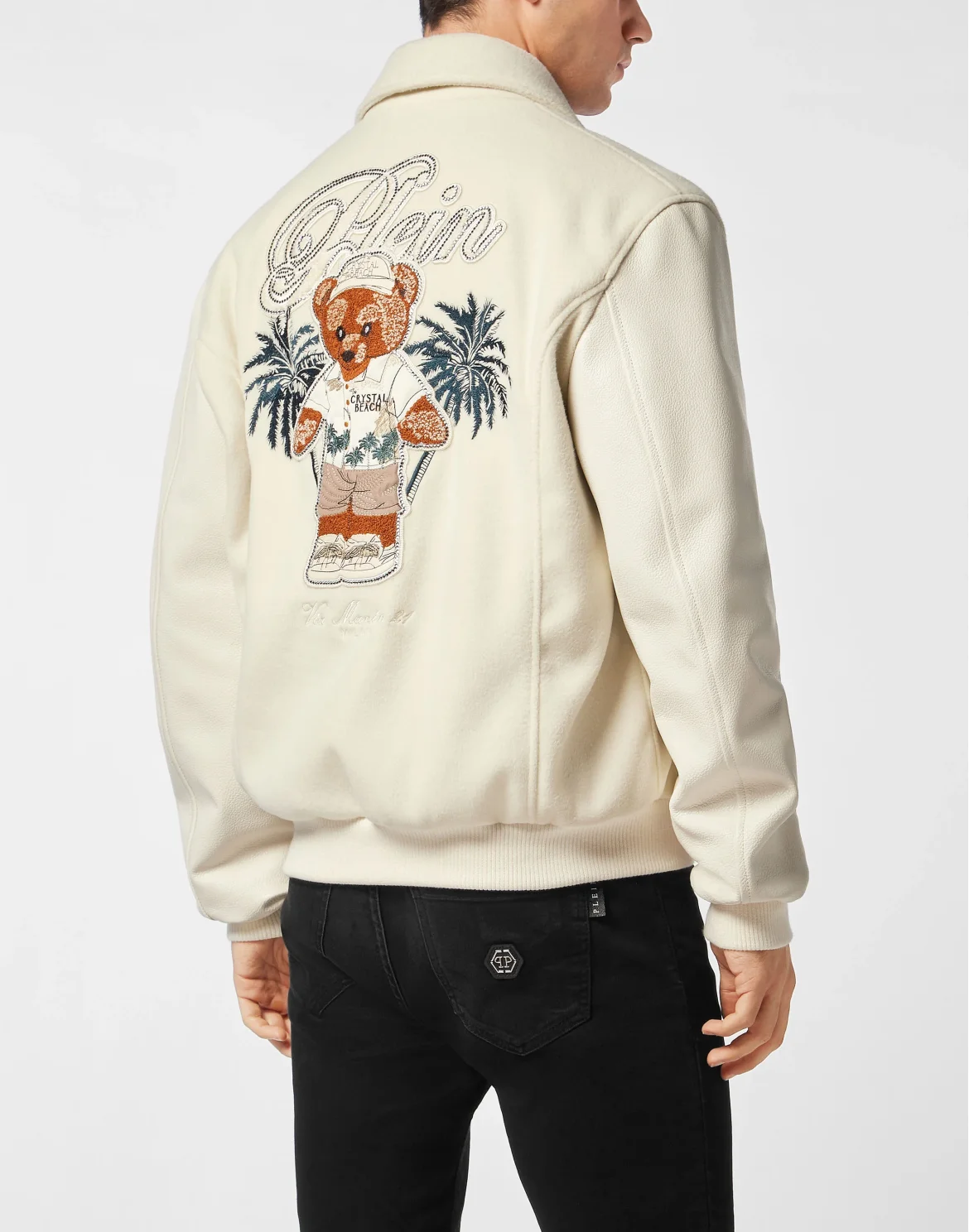 Leather and Wool Bomber Teddy Beach, цвет: Бежевый