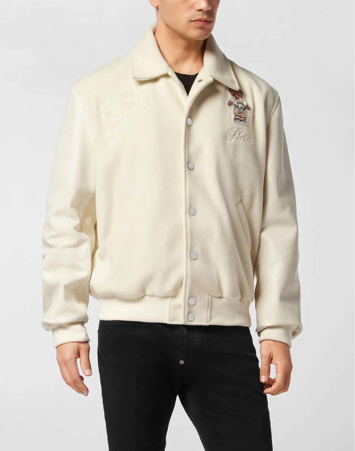 Leather and Wool Bomber Teddy Beach, цвет: Бежевый