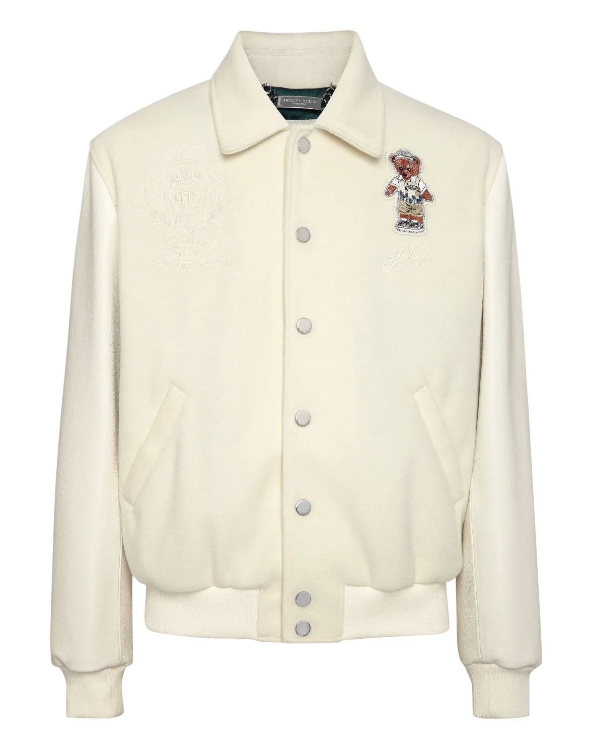 Leather and Wool Bomber Teddy Beach, цвет: Бежевый