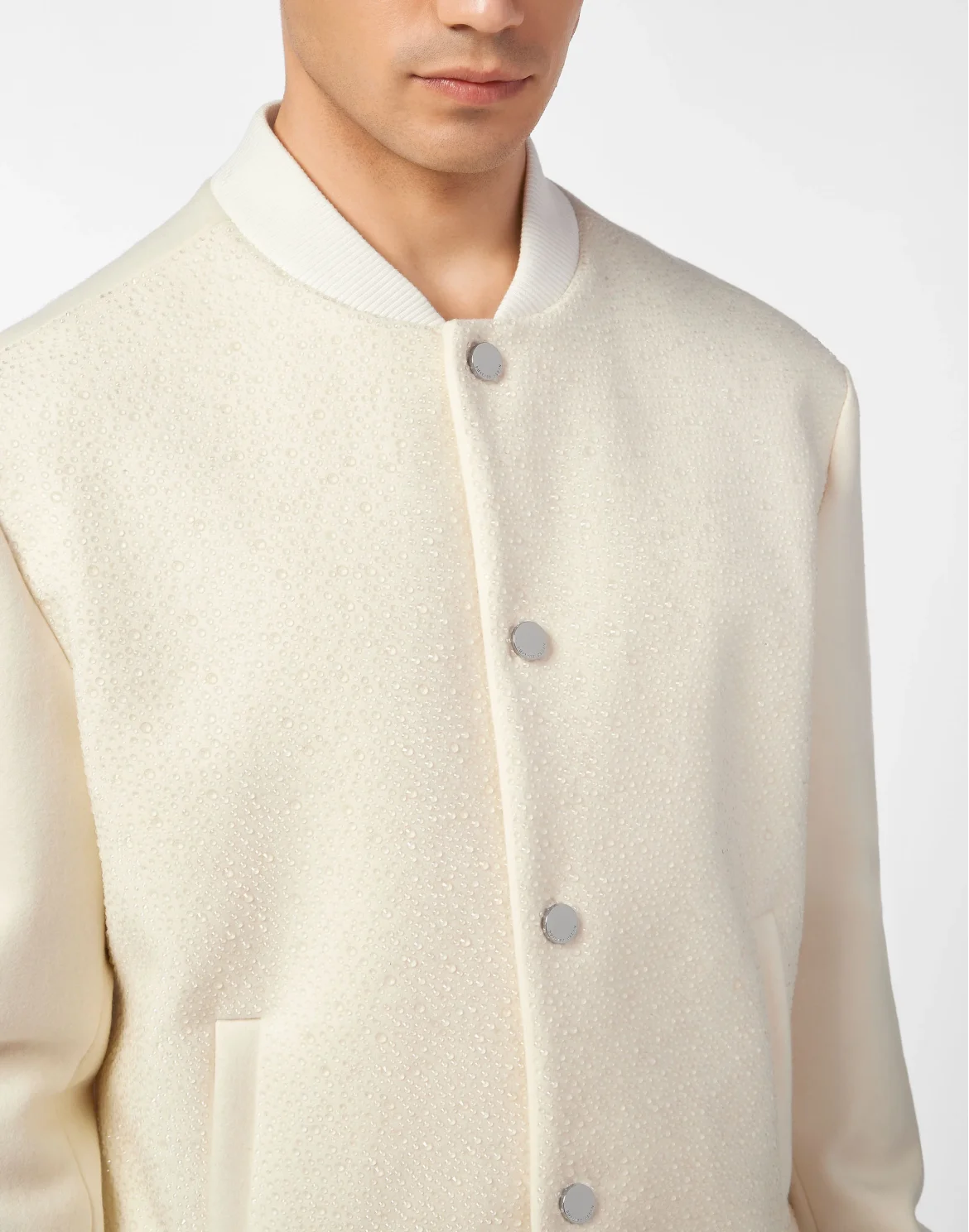 Wool Bomber With Transparent Strass, цвет: Бежевый