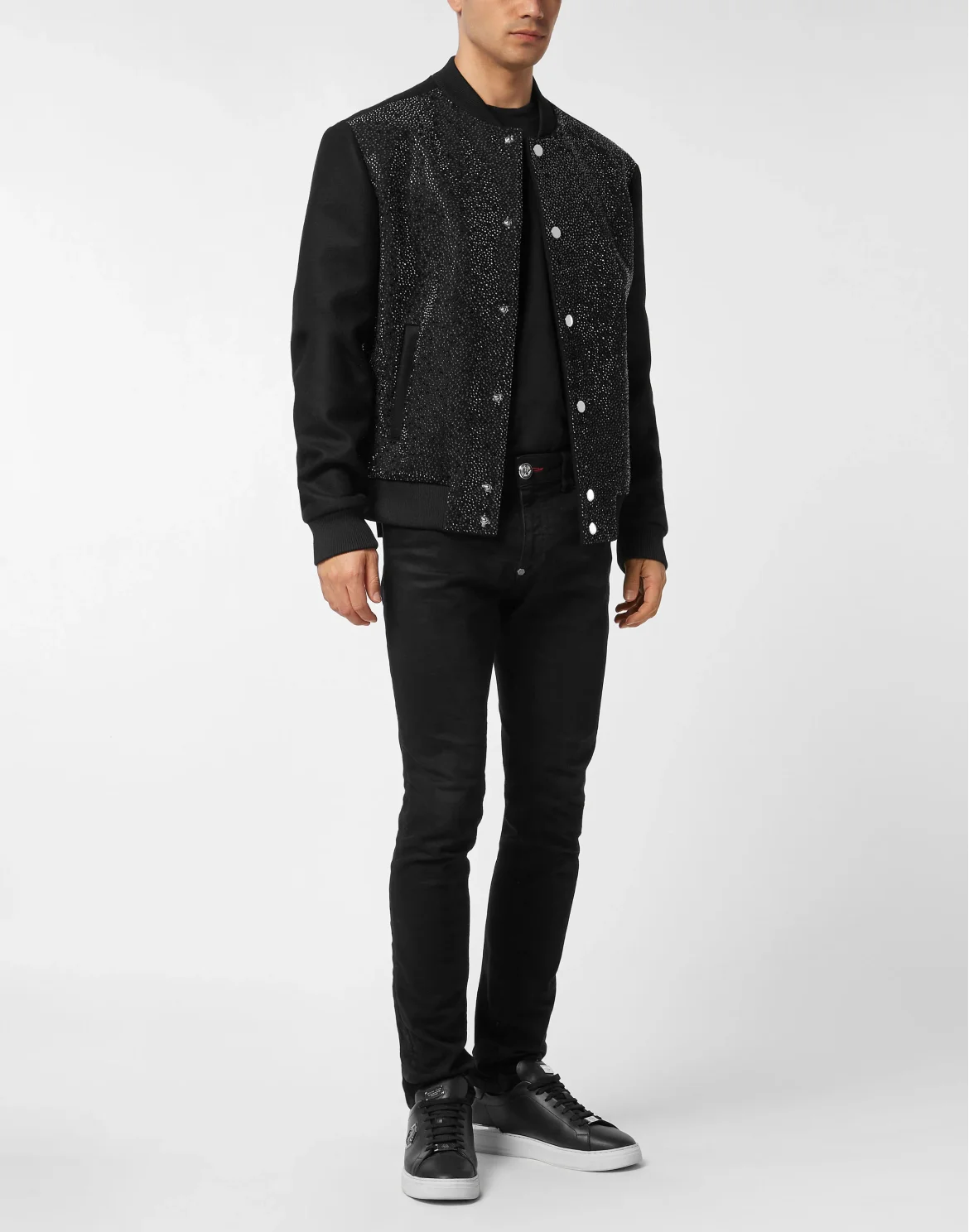 Wool Bomber With Transparent Strass, цвет: Черный