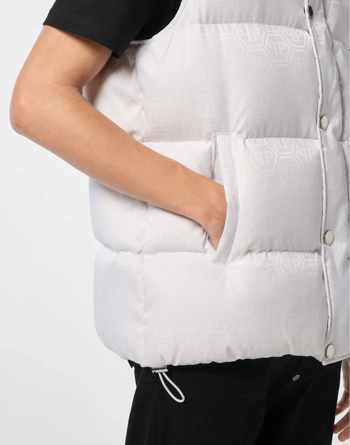 Nylon Down Vest Monogram, цвет: Бежевый