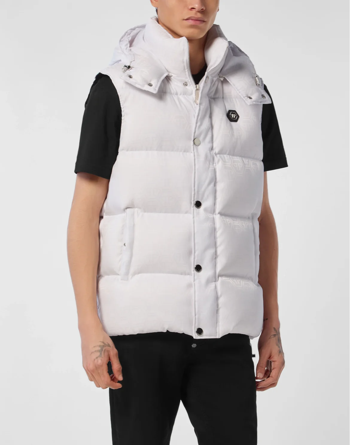 Nylon Down Vest Monogram, цвет: Бежевый