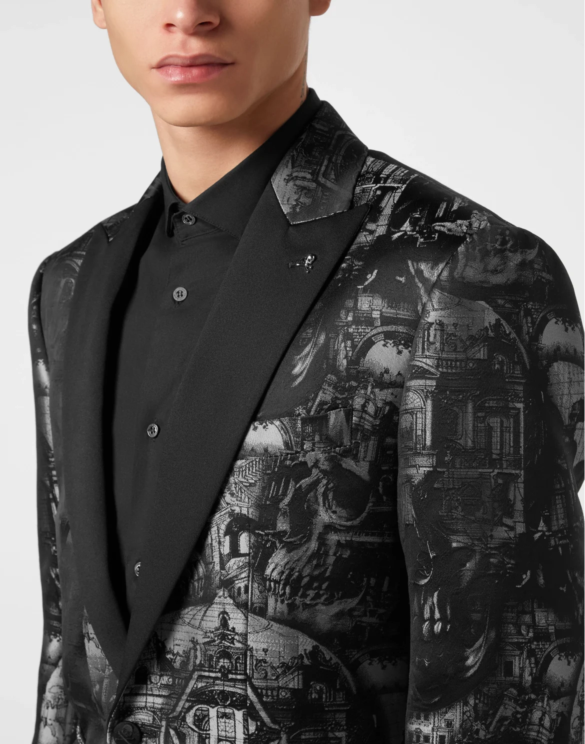 Jacquard Blazer Lord Fit Skull, цвет: Черный