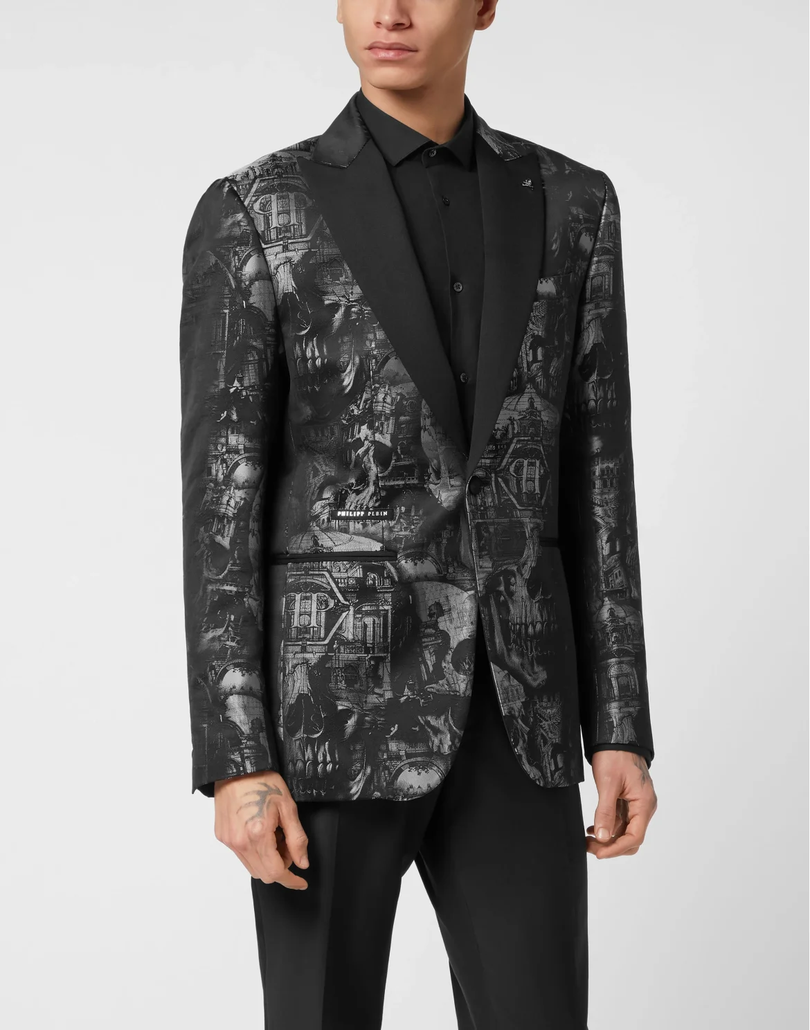 Jacquard Blazer Lord Fit Skull, цвет: Черный