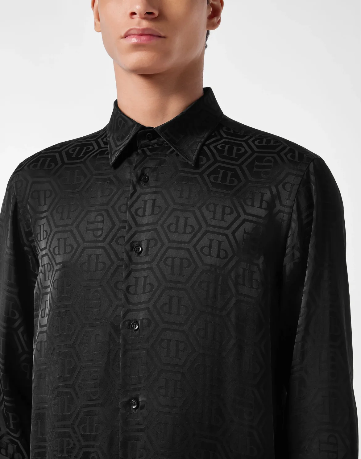 Sugar Daddy Cut Silk Shirt Monogram, цвет: Черный