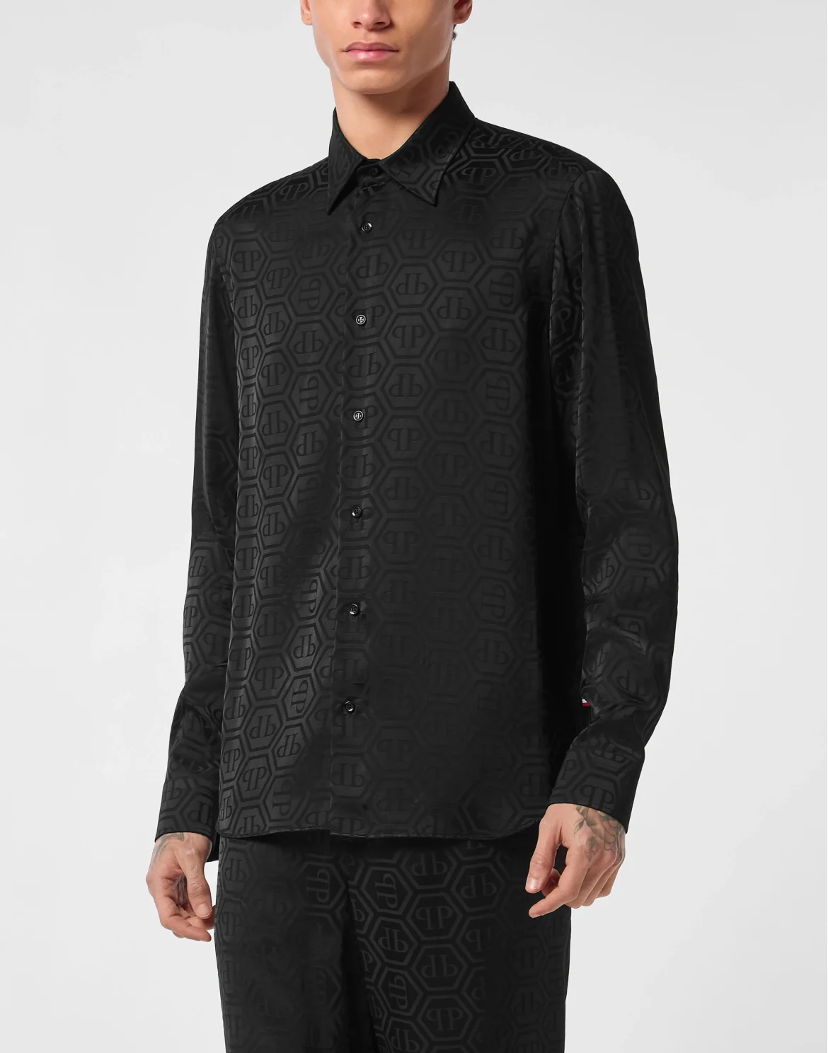 Sugar Daddy Cut Silk Shirt Monogram, цвет: Черный