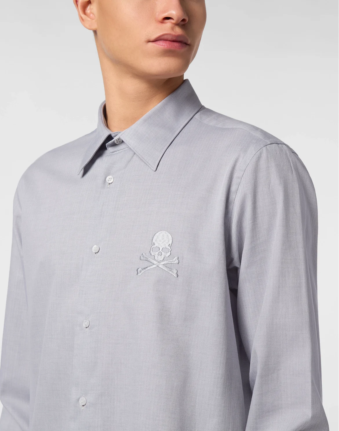 Regular Fit Shirt Herringbone, цвет: Серый