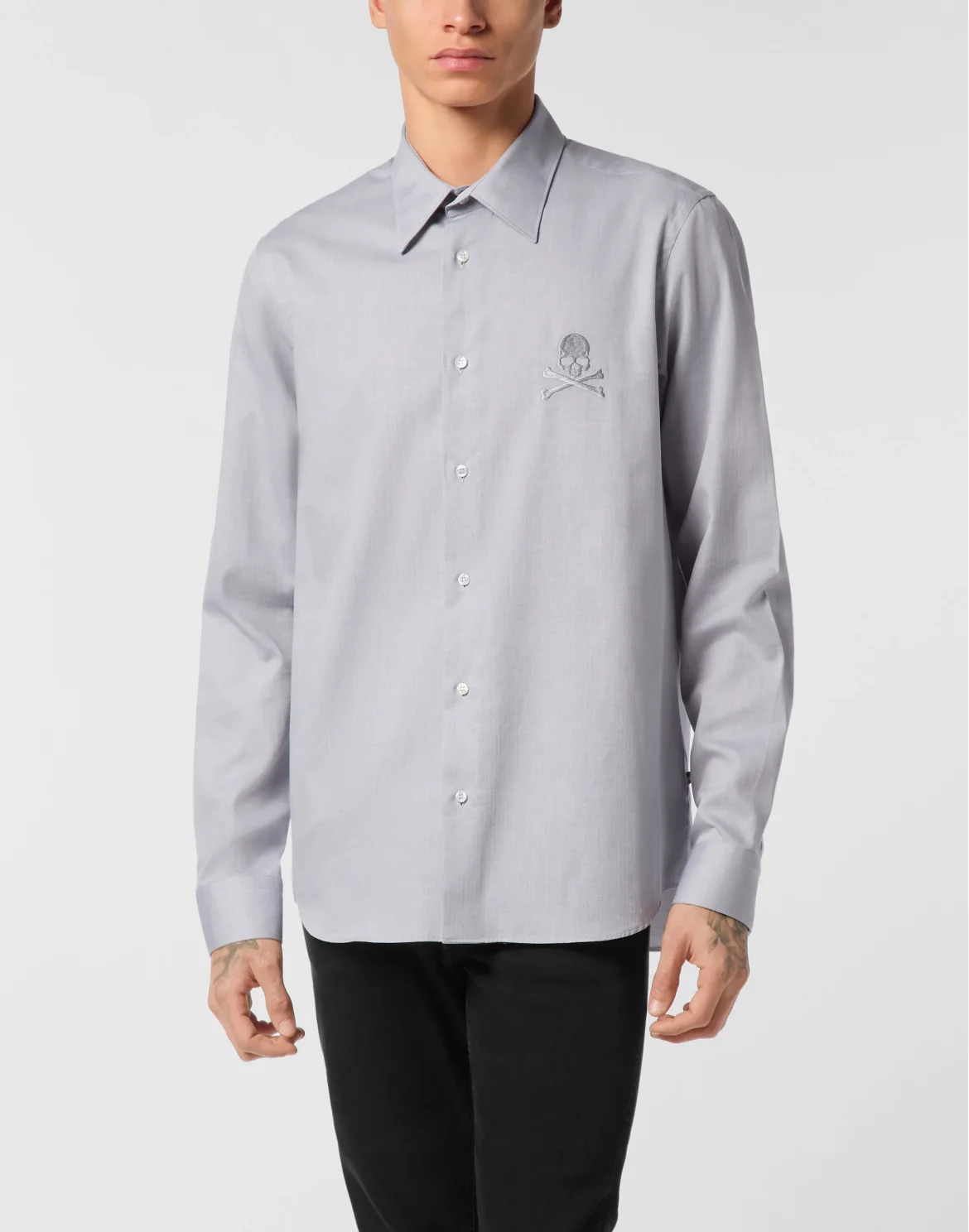 Regular Fit Shirt Herringbone, цвет: Серый