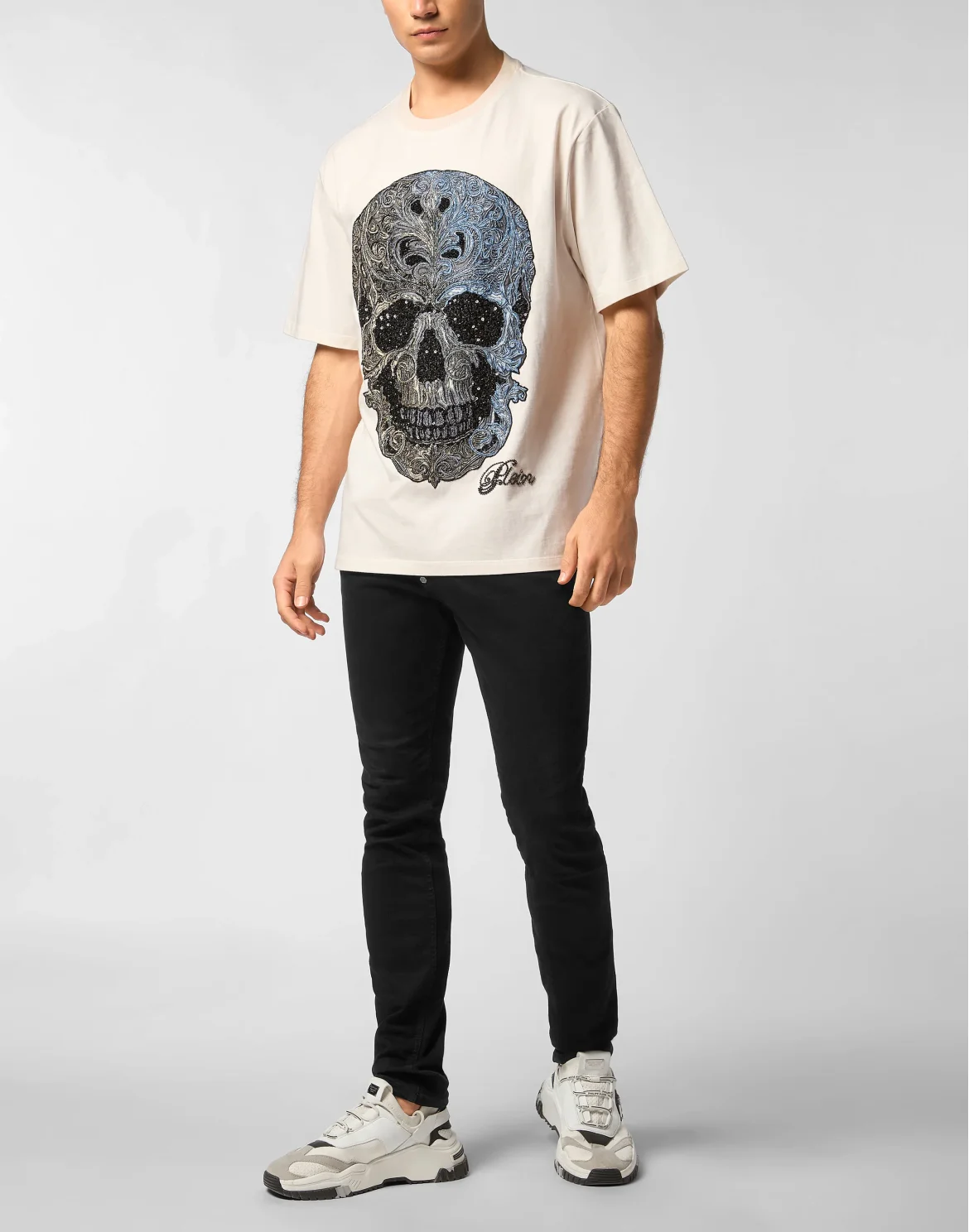 Degrade Round Neck T-Shirt Skull, цвет: Бежевый