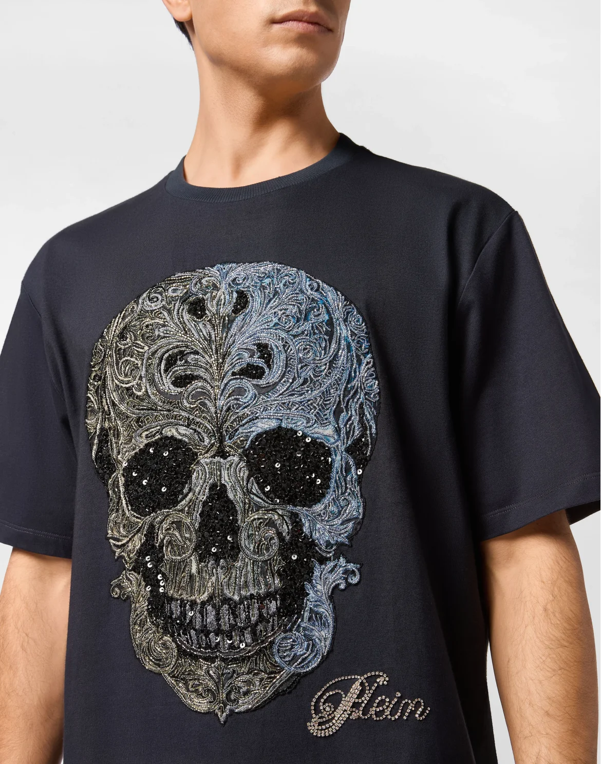 Degrade Round Neck T-Shirt Skull, цвет: Синий