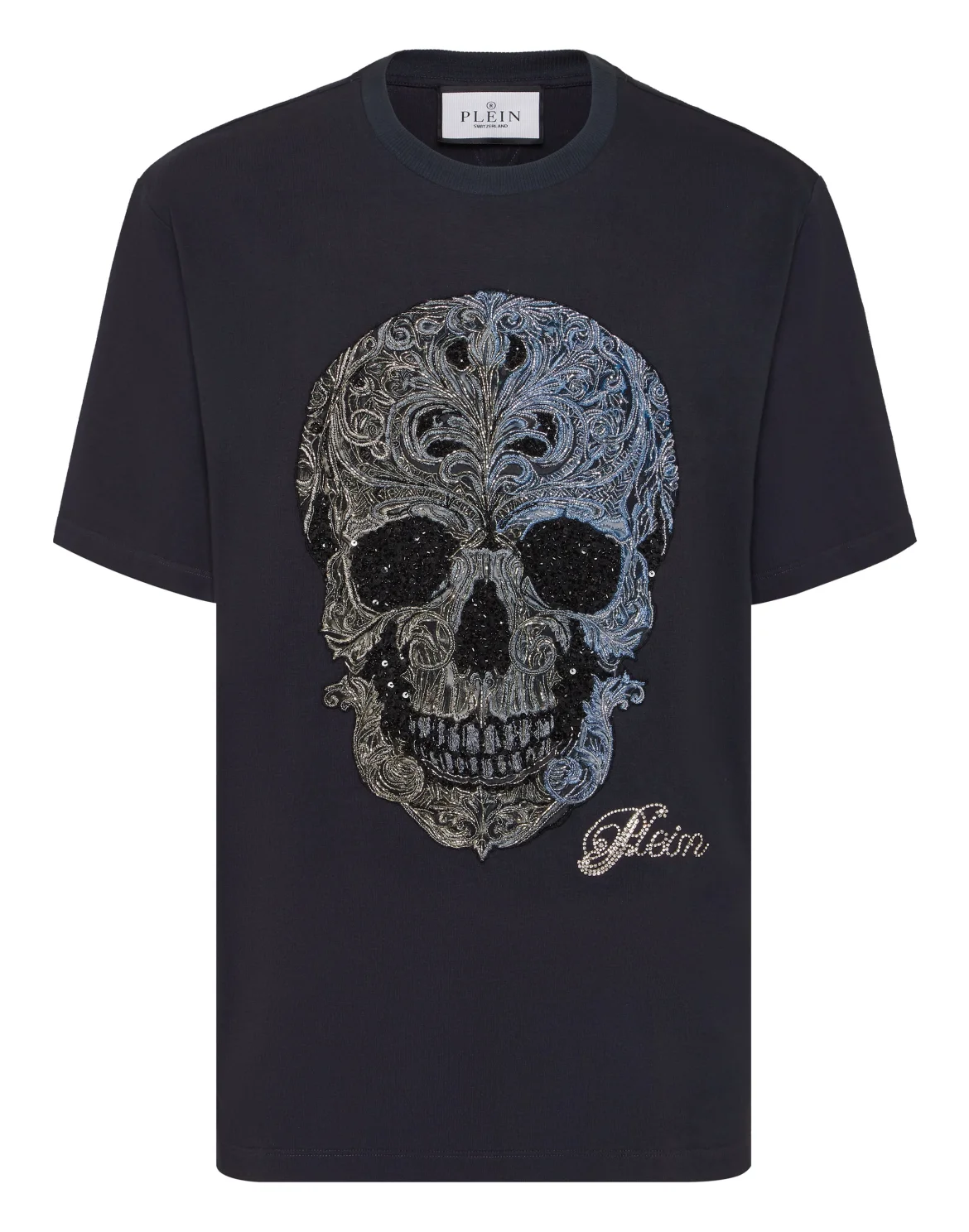 Degrade Round Neck T-Shirt Skull, цвет: Синий