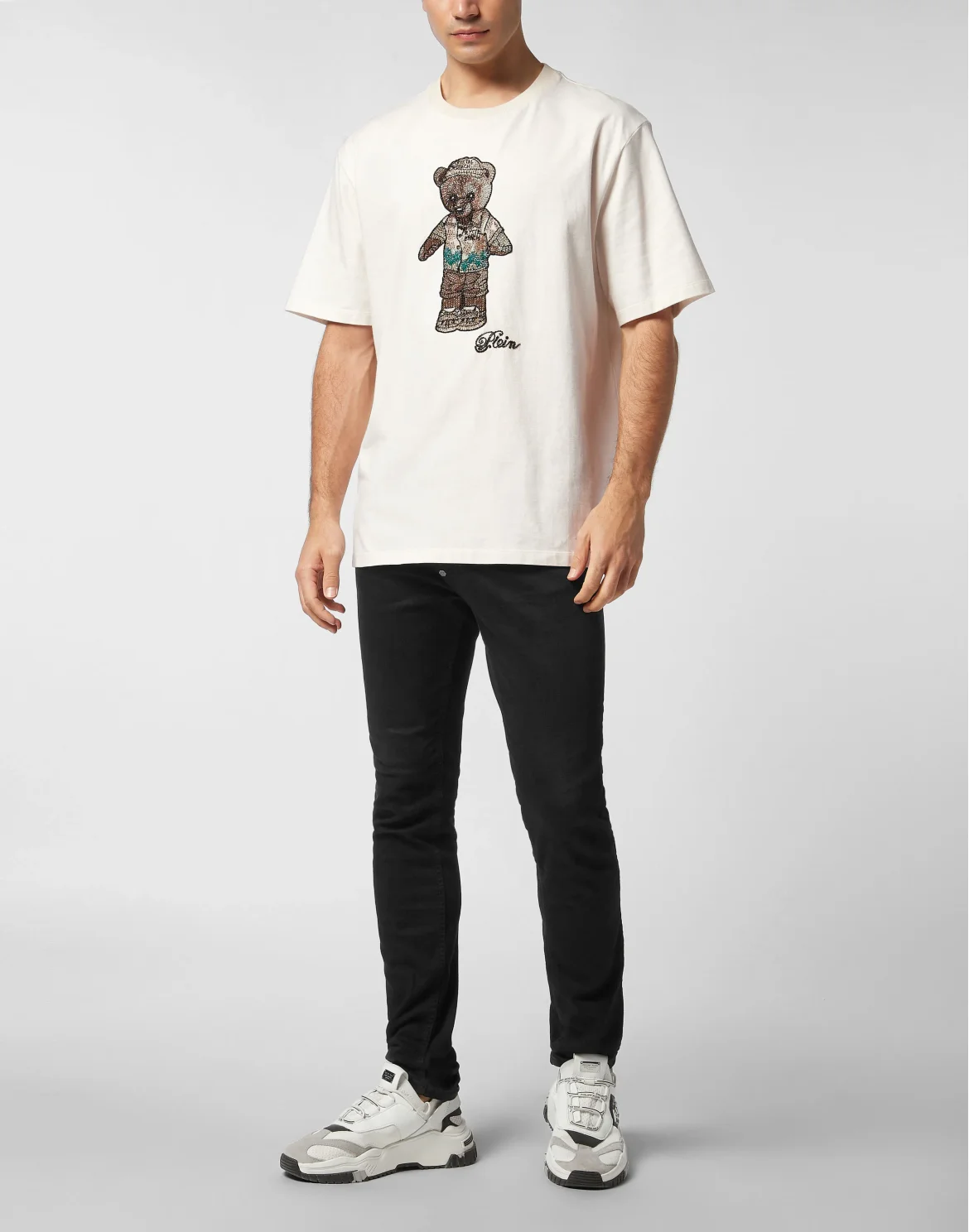 Crystal Round Neck T-Shirt Teddy Bear, цвет: Бежевый