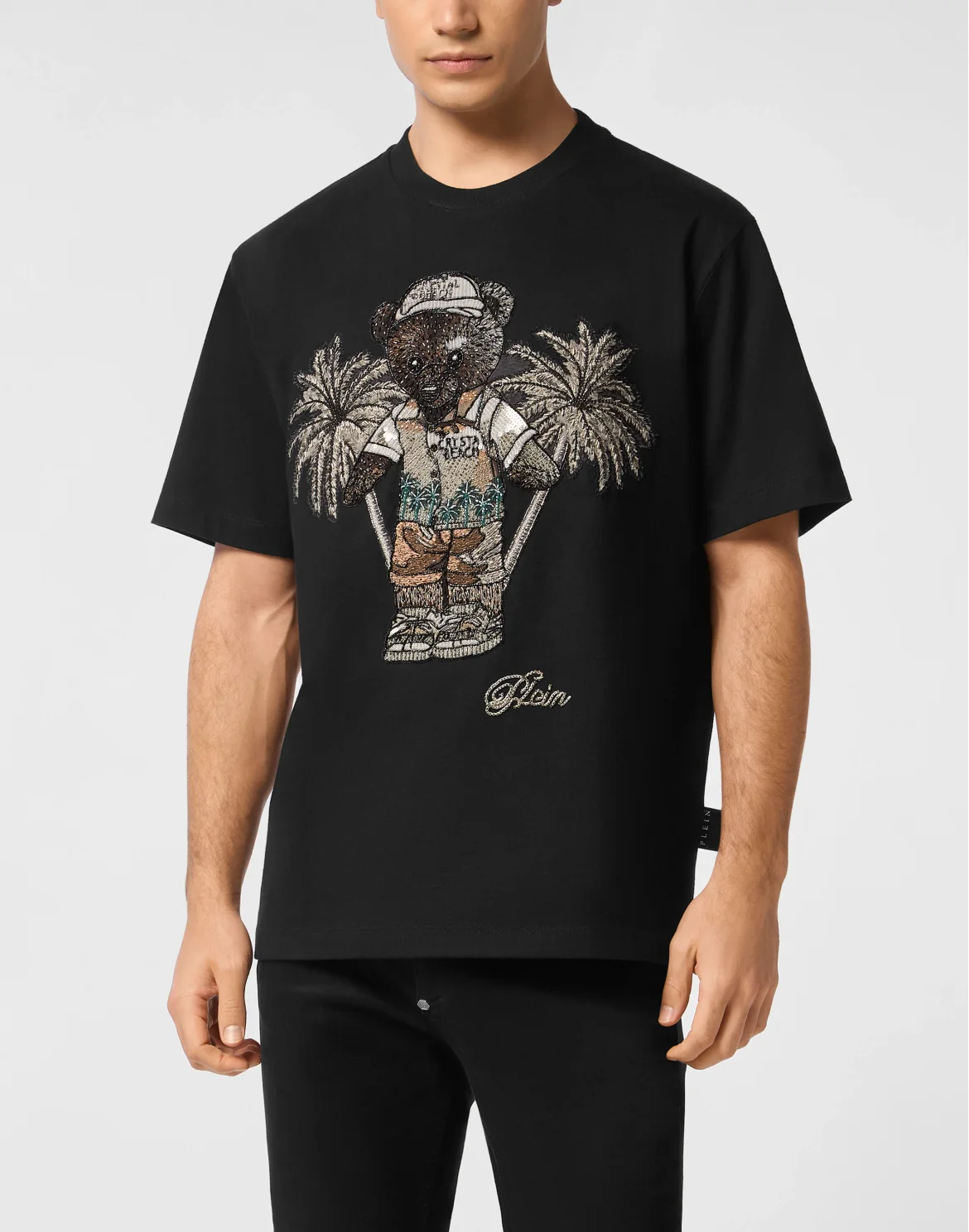 Round Neck T-Shirt Teddy Bear, цвет: Черный