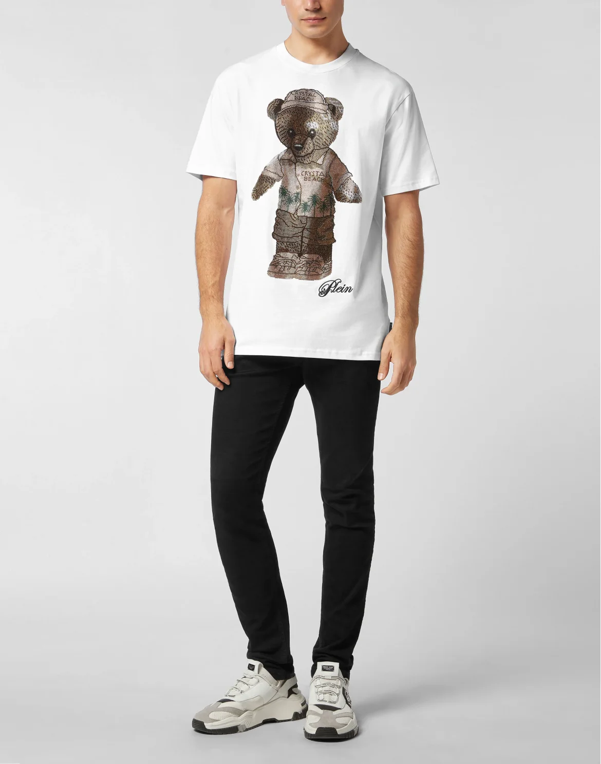 Round Neck T-Shirt Crystal Teddy Bear, цвет: Белый